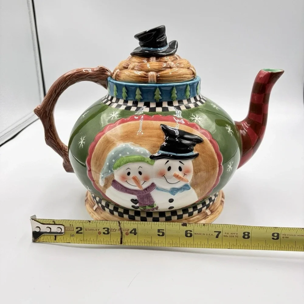 Teapot House of Hatten‎ Peggy Fairfax Herrick Large Mr & Mrs Snowman Christmas